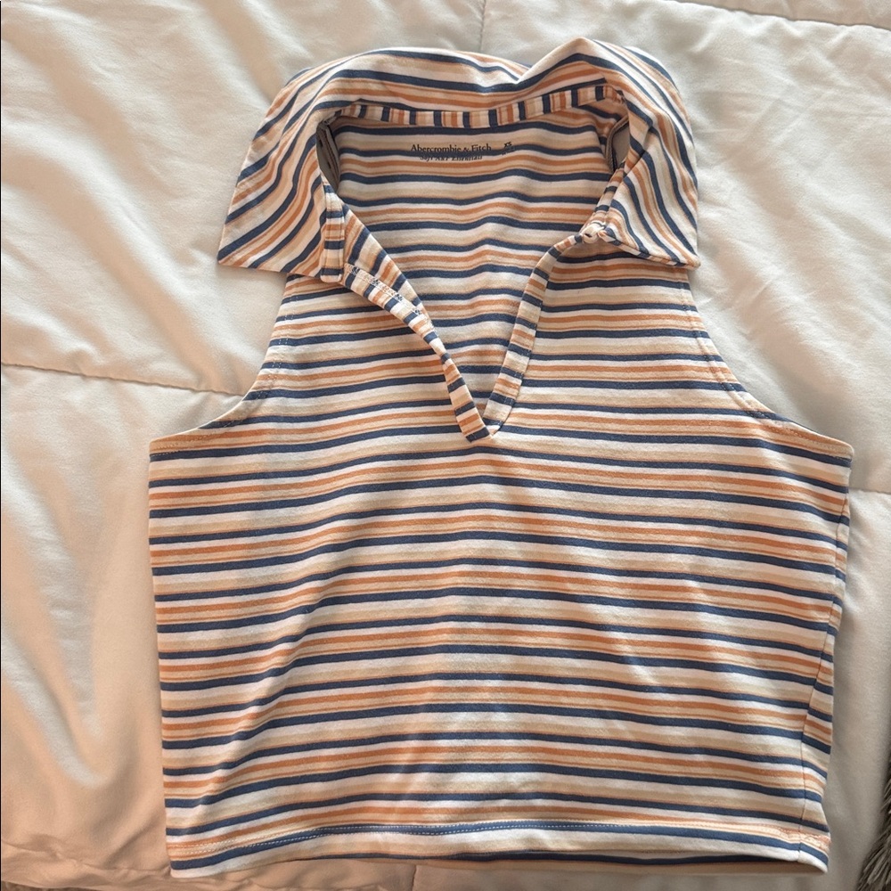 Abercrombie Striped Sleeveless Collared Top